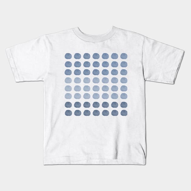 Navy Blue Polka Dots Gradient Happy Cute Art Kids T-Shirt by Compassandbliss